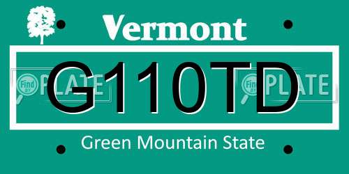 G110TD Vermont License Plate