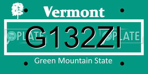G132ZI Vermont License Plate