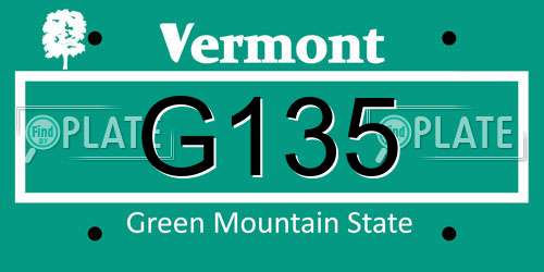 G135 Vermont License Plate