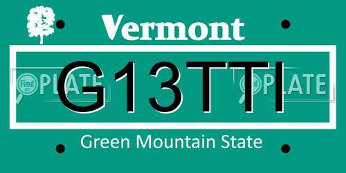 G13TTI Vermont License Plate