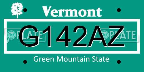 G142AZ Vermont License Plate