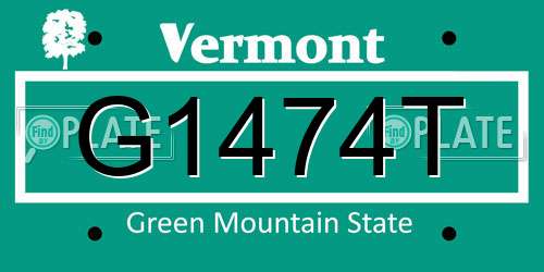 G1474T Vermont License Plate