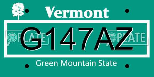 G147AZ Vermont License Plate