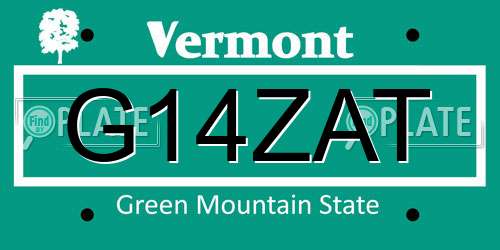 G14ZAT Vermont License Plate