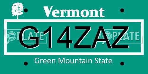 G14ZAZ Vermont License Plate