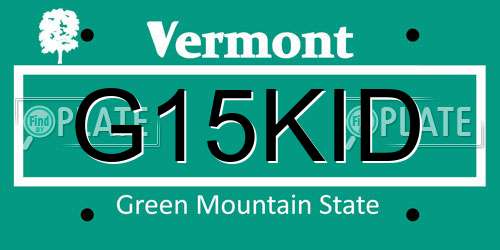 G15KID Vermont License Plate