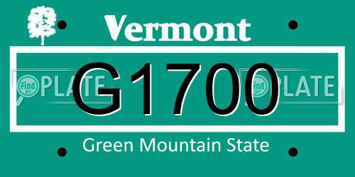 G1700 Vermont License Plate