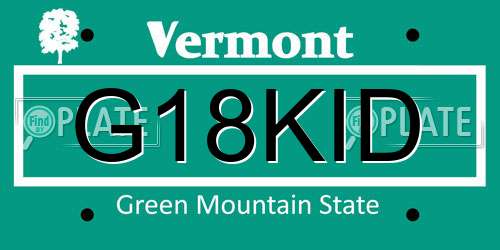 G18KID Vermont License Plate