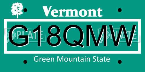 G18QMW Vermont License Plate