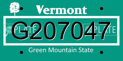 G207047 Vermont License Plate