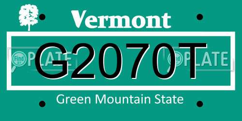 G2070T Vermont License Plate