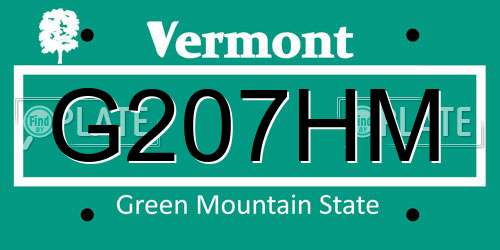 G207HM Vermont License Plate