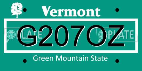 G207OZ Vermont License Plate