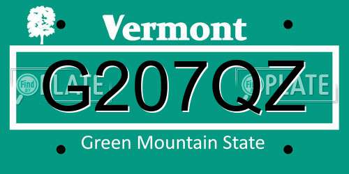 G207QZ Vermont License Plate