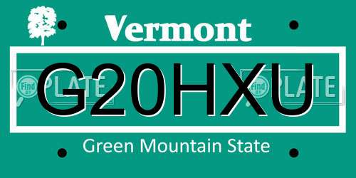 G20HXU Vermont License Plate