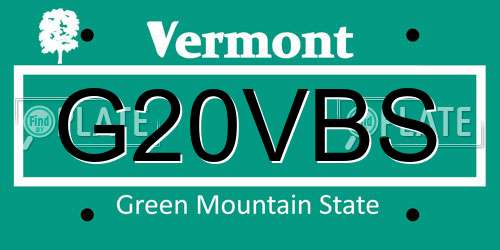G20VBS Vermont License Plate