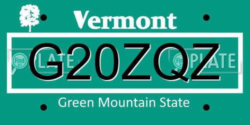G20ZQZ Vermont License Plate