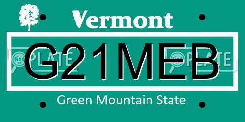 G21MEB Vermont License Plate