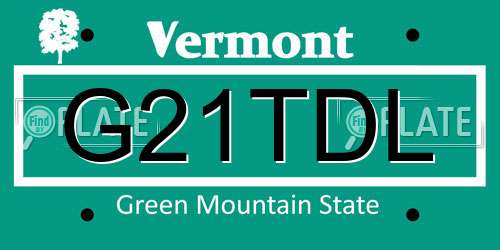 G21TDL Vermont License Plate