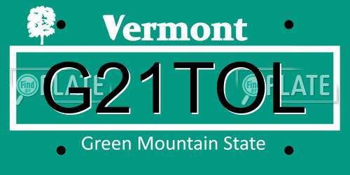 G21TOL Vermont License Plate