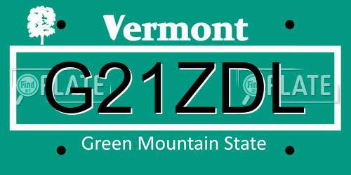 G21ZDL Vermont License Plate