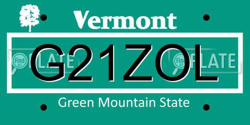 G21ZOL Vermont License Plate