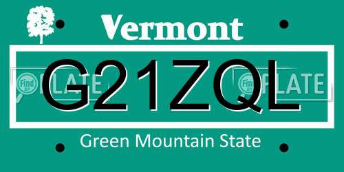 G21ZQL Vermont License Plate