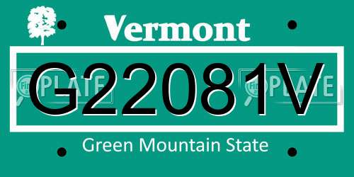 G22081V Vermont License Plate