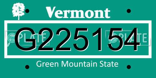 G225154 Vermont License Plate