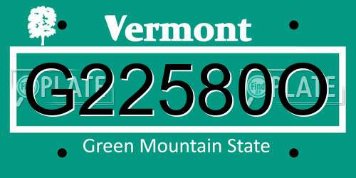 G22580O Vermont License Plate
