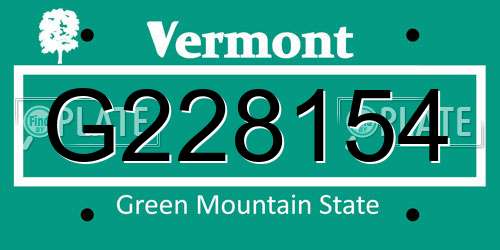 G228154 Vermont License Plate