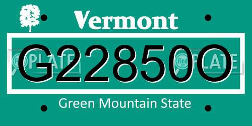 G22850O Vermont License Plate