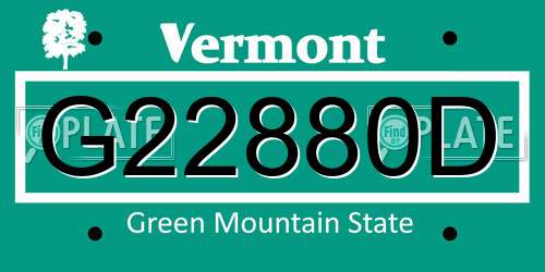 G22880D Vermont License Plate