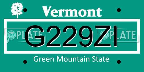 G229ZI Vermont License Plate