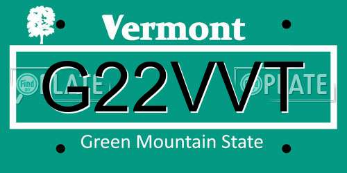 G22VVT Vermont License Plate