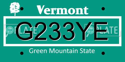 G233YE Vermont License Plate