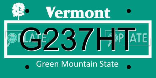 G237HT Vermont License Plate