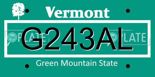 G243AL Vermont License Plate