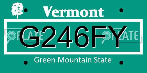 G246FY Vermont License Plate