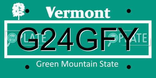 G24GFY Vermont License Plate