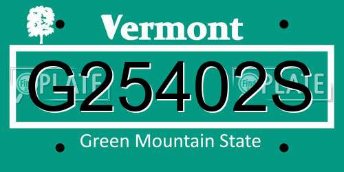 G25402S Vermont License Plate