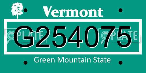 G254075 Vermont License Plate