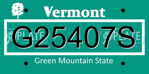 G25407S Vermont License Plate