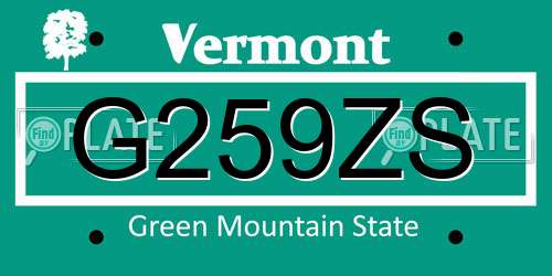 G259ZS Vermont License Plate