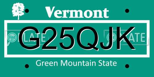 G25QJK Vermont License Plate