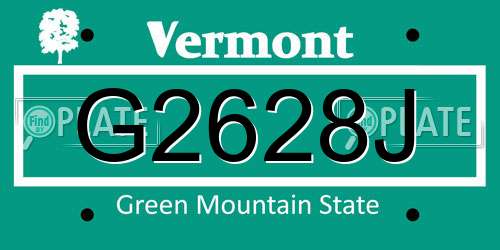 G2628J Vermont License Plate