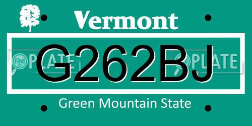 G262BJ Vermont License Plate