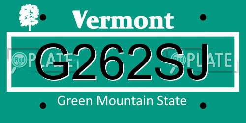 G262SJ Vermont License Plate