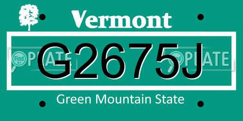 G2675J Vermont License Plate
