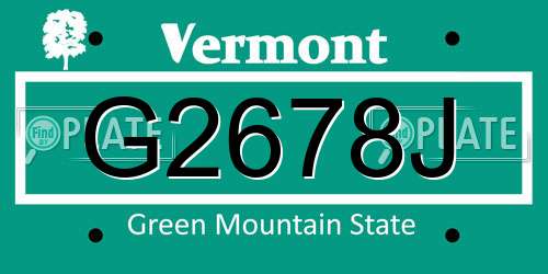 G2678J Vermont License Plate